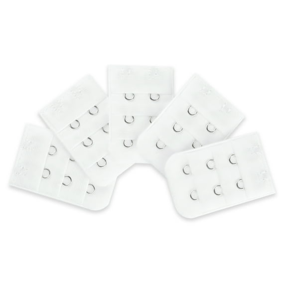 INSPIRE CHIC Women's 3 Rows 2 Hooks Underwear Bra Extender Brassiere Extension Hooks Strap Adapter White-3 5