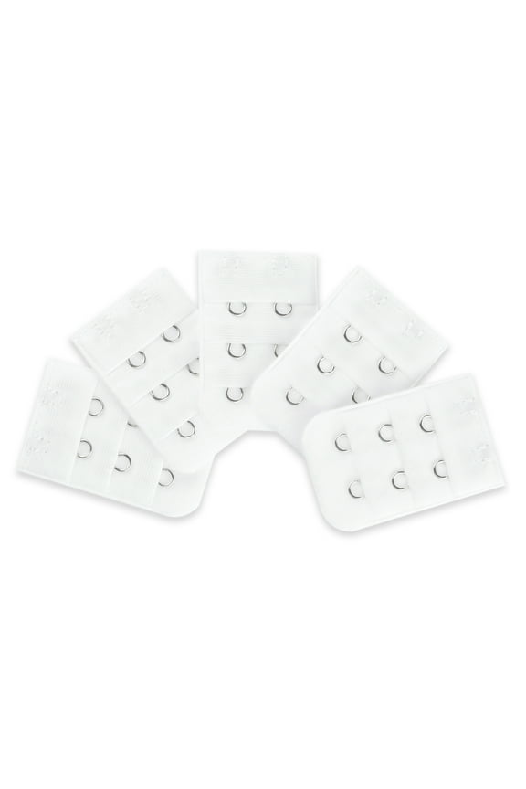 Women's 3 Rows 2 Hooks Underwear Bra Extender Brassiere Extension Hooks Strap Adapter White-3 5