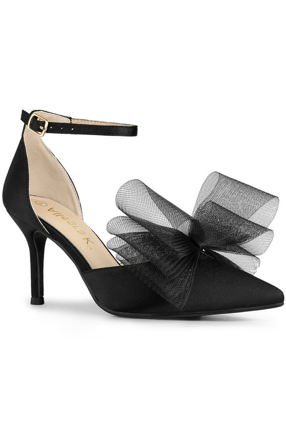 Women's Shoes Bow Tie Ankle Strap Stiletto Heel Pointy Toe Sandals Black 10