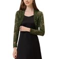 thumbnail image 1 of Allegra K Women Floral Lace Sheer Open Front Bolero Shrug Cropped Cardigan Olive Green XL, 1 of 5