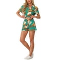 thumbnail image 1 of Women Hawaiian Sets 2 Pieces Floral Button Down Shirt and Shorts Tropical Vacation Beach Casual Outfits 2026 L Turquoise, 1 of 6