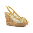 thumbnail image 1 of BLISSFUL STEP Women's Shoes Floral Lace Platform Peep Toe Wedge Heel Sandals Mustard Yellow 5.5, 1 of 7