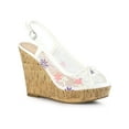 thumbnail image 1 of BLISSFUL STEP Women's Shoes Floral Lace Platform Peep Toe Wedge Heel Sandals Purple 9, 1 of 7