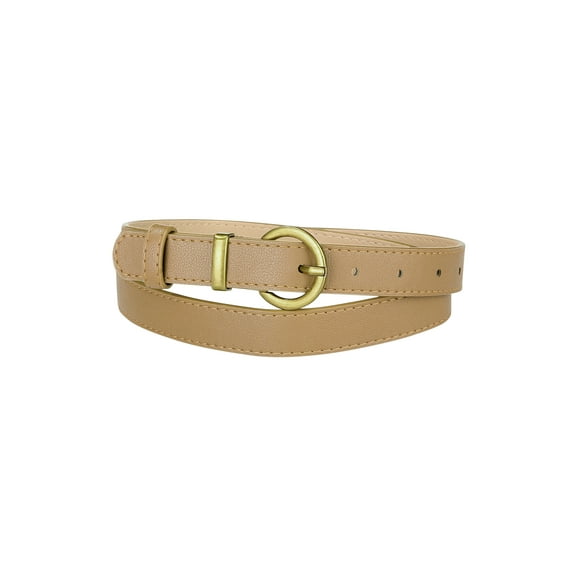 INSPIRE CHIC Women PU Leather Belts Bronze Metal Pin Buckle Thin Waist Belts for Jeans Dress