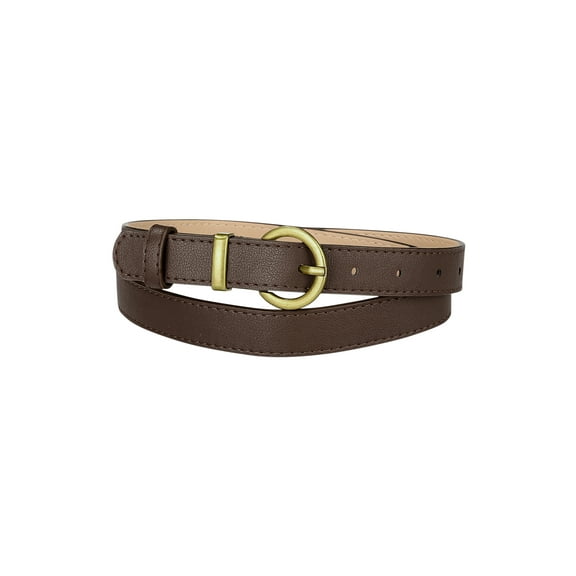 INSPIRE CHIC Women PU Leather Belts Bronze Metal Pin Buckle Thin Waist Belts for Jeans Dress