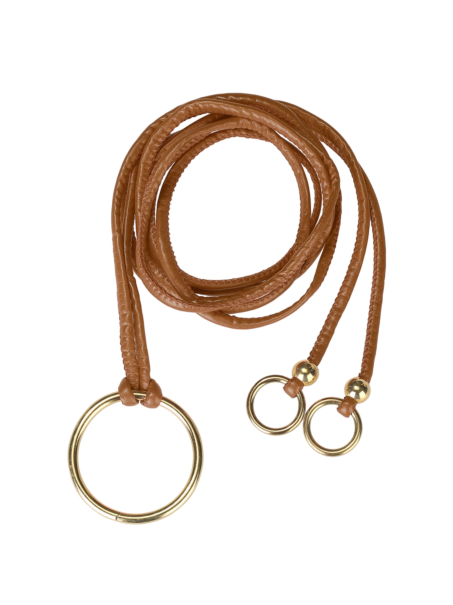 INSPIRE CHIC Women PU Leather Skinny Rope Belt Round Ring 