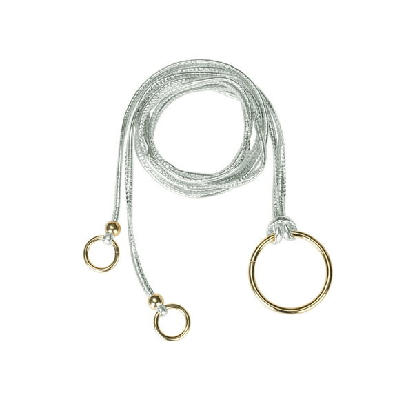 INSPIRE CHIC Women PU Leather Skinny Rope Belt Round Ring Endings Self Tie Waistband Thin Waist Strap Silver