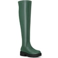 thumbnail image 1 of BLISSFUL STEP Women's Platform Lug Sole Zipper Over the Knee High Boots Dark Green 7, 1 of 8