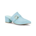 thumbnail image 1 of BLISSFUL STEP Women's Shoes Buckle Strap Pointed Toe Chunky Heel PU Vamp Mule Shoes Sky Blue 10, 1 of 7