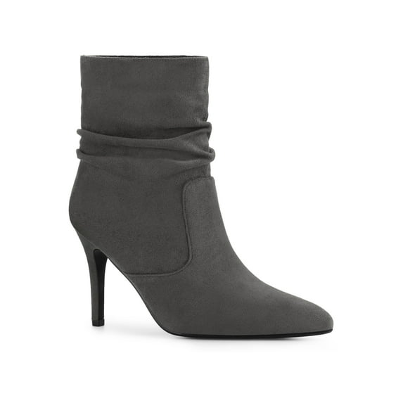BLISSFUL STEP Women Pointy Toe Stiletto Heels Ankle Boots Gray 7