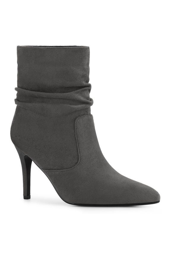 Women Pointy Toe Stiletto Heels Ankle Boots Gray 9