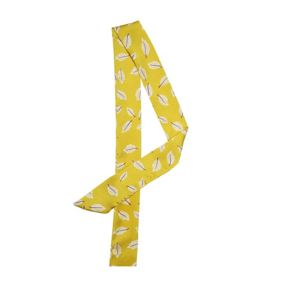 INSPIRE CHIC Women Ribbon Neckerchief Heart Pattern Narrow Hair Wrist Scarf Handle Wrap Yellow Leaf L