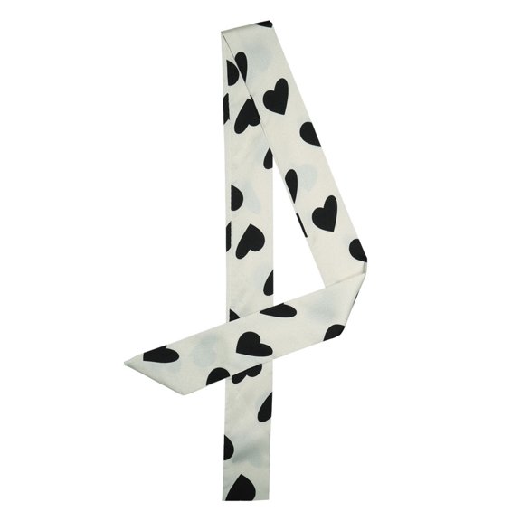 INSPIRE CHIC Women Ribbon Neckerchief Heart Pattern Narrow Hair Wrist Scarf Handle Wrap White Heart L