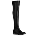 thumbnail image 1 of BLISSFUL STEP Women's Round Toe Block Heel Over Knee High Boots Black 7, 1 of 7