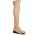 thumbnail image 1 of BLISSFUL STEP Women's Round Toe Block Heel Over Knee High Boots Nude 6, 1 of 6