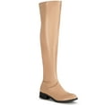 thumbnail image 1 of BLISSFUL STEP Women's Round Toe Block Heel Over Knee High Boots Nude 11, 1 of 6