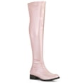 thumbnail image 1 of BLISSFUL STEP Women's Round Toe Block Heel Over Knee High Boots Bling Pink 9, 1 of 7