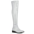 thumbnail image 1 of BLISSFUL STEP Women's Round Toe Block Heel Over Knee High Boots Silver 11, 1 of 7
