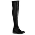 thumbnail image 1 of BLISSFUL STEP Women's Round Toe Block Heel Over Knee High Boots Black 11, 1 of 7