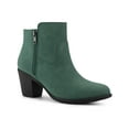 thumbnail image 1 of BLISSFUL STEP Valentine's Women' Shoes Round Toe Stacked Block Heel Zipper Ankle Boots Green 6, 1 of 7
