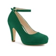 thumbnail image 1 of BLISSFUL STEP Valentine's Women' Shoes Round Toe Stiletto Heel Ankle Strap Pumps Green 8.5, 1 of 9