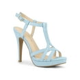 thumbnail image 1 of BLISSFUL STEP Women T Strap Slingback Platform Stiletto Heel Sandals Sky Blue 9, 1 of 7