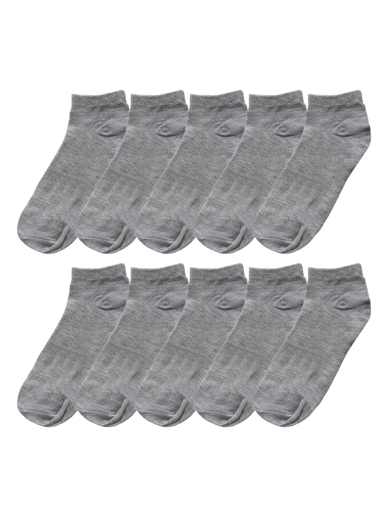 INSPIRE CHIC Women's 10 Pairs Stretch Breathable Cuffs Low Cut Ankle Socks Small Gray