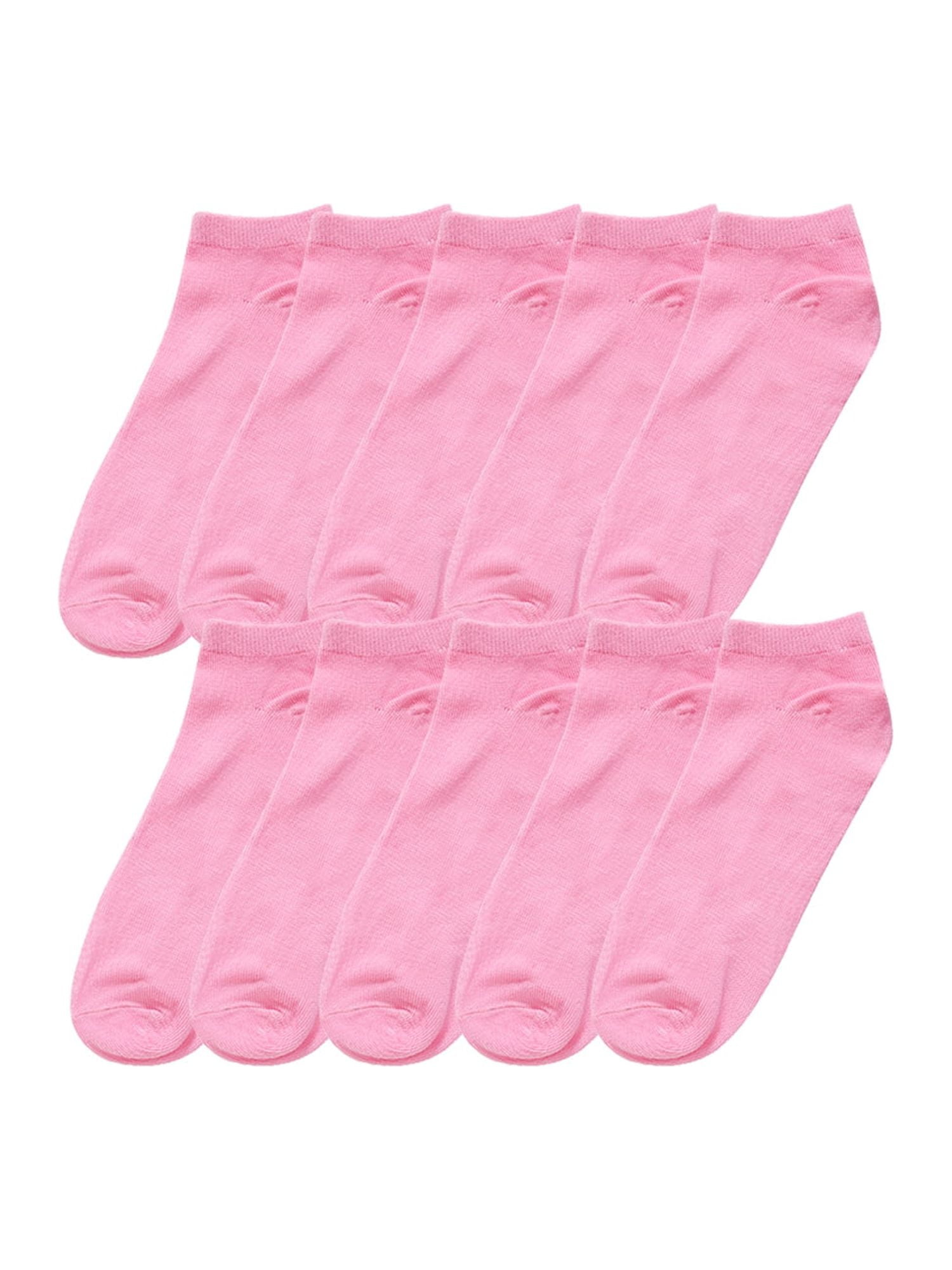 INSPIRE CHIC Women's 10 Pairs Stretch Breathable Cuffs Low Cut Ankle Socks Medium Pink