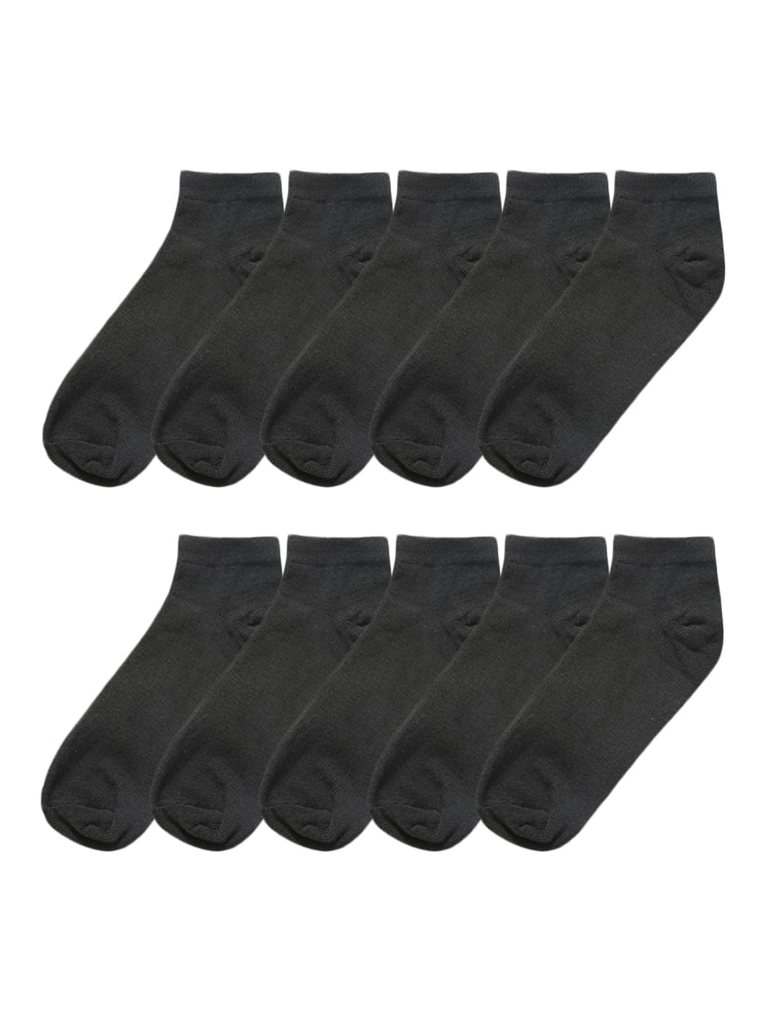 INSPIRE CHIC Women's 10 Pairs Stretch Breathable Cuffs Low Cut Ankle Socks XX-Small Black