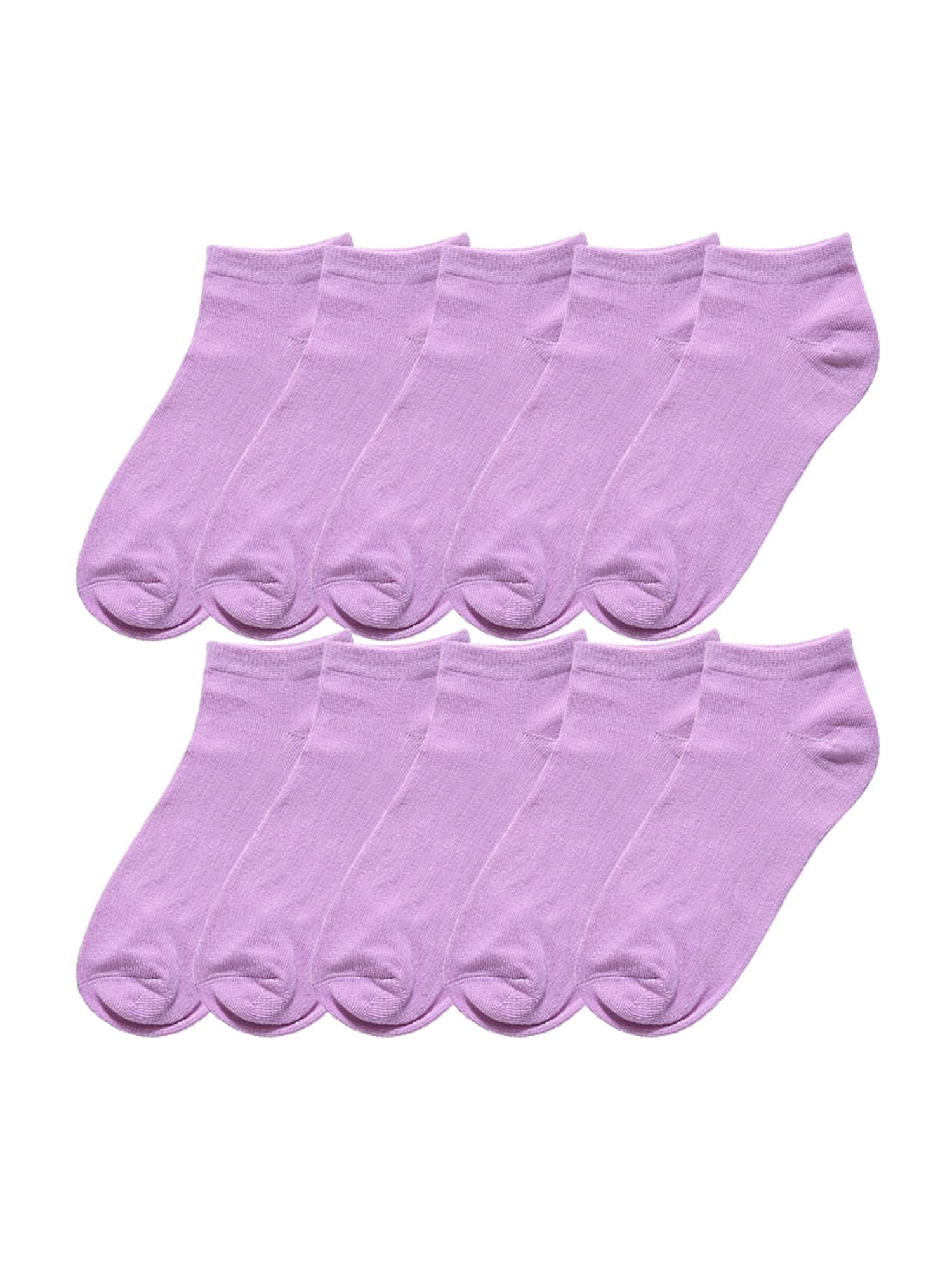 INSPIRE CHIC Women's 10 Pairs Stretch Breathable Cuffs Low Cut Ankle Socks Small Purple