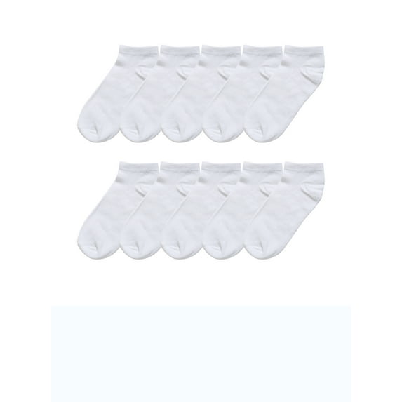 INSPIRE CHIC Women's 10 Pairs Stretch Breathable Cuffs Low Cut Ankle Socks X-Small White