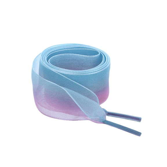 INSPIRE CHIC Women's 2.5cm Wide Flat Shoelaces Gradient Color Organza Shoe Strings 70cm/28" Blue Purple