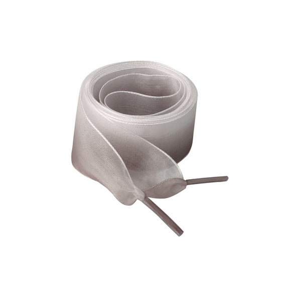 INSPIRE CHIC Women's 2.5cm Wide Flat Shoelaces Gradient Color Organza Shoe Strings 70cm/28" Coffee White