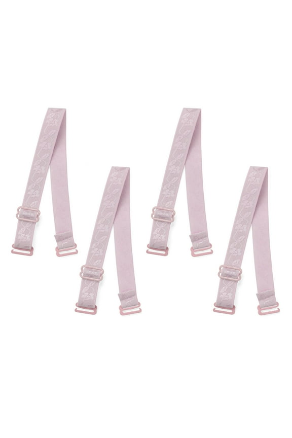 Women's 2 Pair 10/12/15/18/20mm Width Stretchable Shoulder Bra Straps Adjustable Elastic Straps Pink-Flower Pattern-18mm