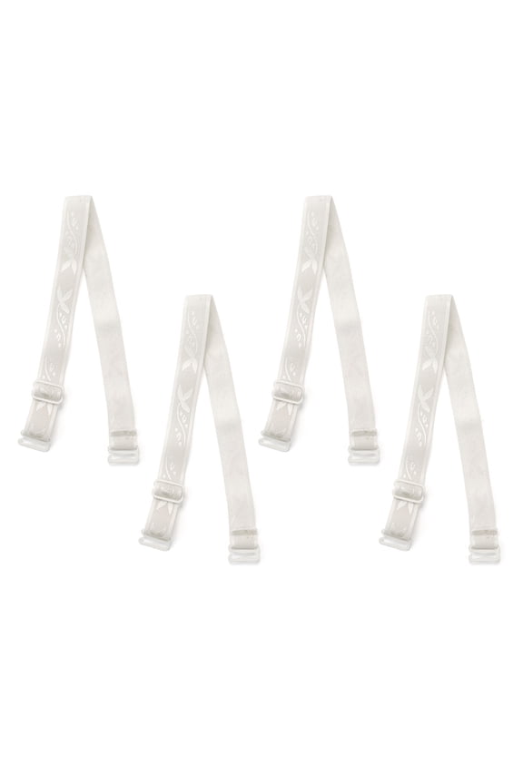 Women's 2 Pair 10/12/15/18/20mm Width Stretchable Shoulder Bra Straps Adjustable Elastic Straps White-Flower Pattern-15mm