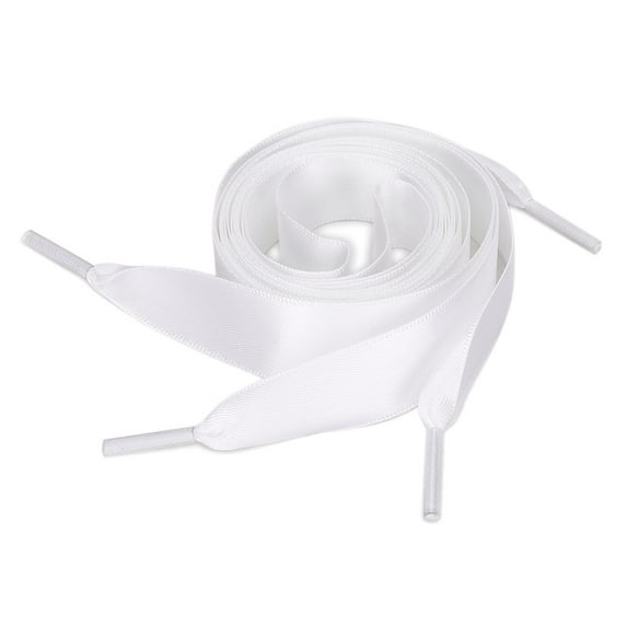 INSPIRE CHIC Women's 2 Pairs Flat Ribbon Sneaker Canvas Shoelaces White 100 cm/39.5"