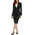 thumbnail image 1 of INSPIRE CHIC Women's Suit Sets Long Sleeves Blazer and Pencil Skirt Two Pieces Work Outfits M Black, 1 of 7