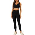 thumbnail image 1 of Allegra K Women's 2 Piece Workout Sets Seamless Ribbed Sports Bra High Waisted Leggings Set, 1 of 5