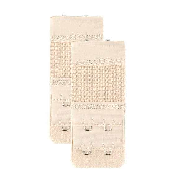 INSPIRE CHIC Women's 2 Pcs Stretchy Bra Extenders, 2x2/2x3/2x4 Hooks Elastic Back Bra Extension Strap Bra Band Light Apricot 2 Rows 2 Hooks