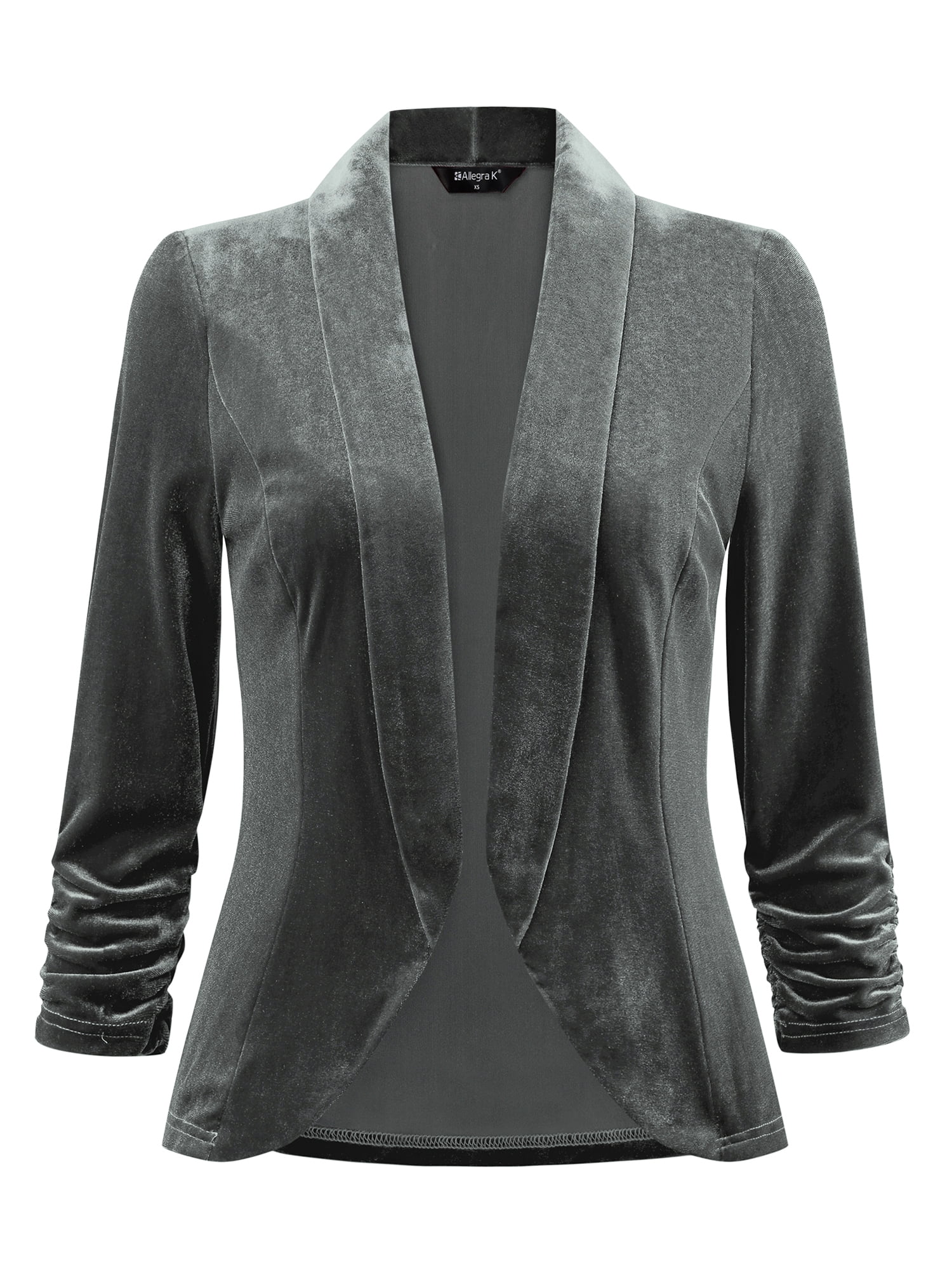 Open Front Long Sleeve Velvet Coat