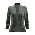thumbnail image 1 of INSPIRE CHIC Valentine's Day Velvet Jackets for Women's 3/4 Sleeve Open Front Velvet Cardigan XL Grey, 1 of 6