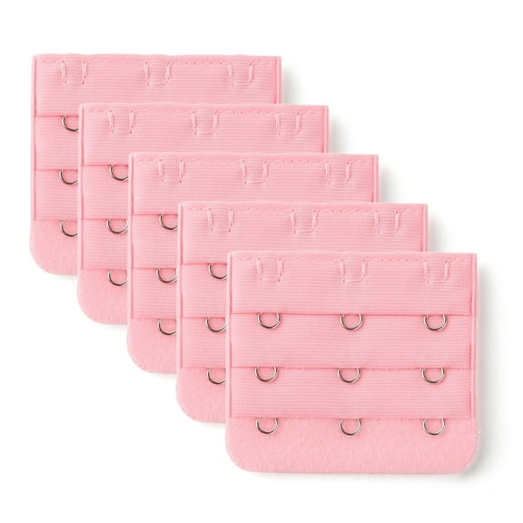 INSPIRE CHIC Women's 3 Hook 3 Row Bra Extenders Stretchy Bra Strap Buckle Hooks Bra Band Pink 5