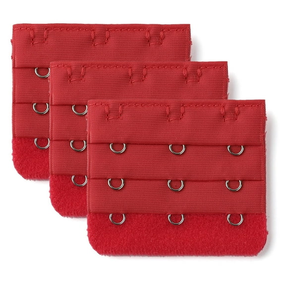 3 Hook 3 Row Stretchy Bra Strap Extenders Buckle Hooks Bra Band for Women Red 3
