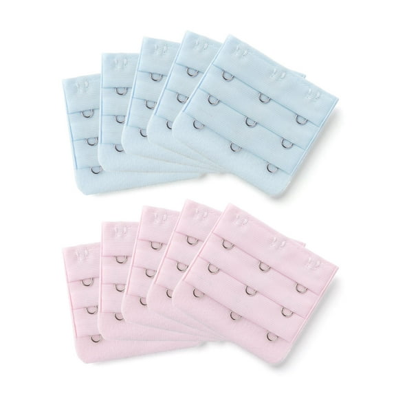 INSPIRE CHIC Women's 3 Hook 3 Row Bra Extenders Stretchy Bra Strap Buckle Hooks Bra Band Sky Blue-Light Pink 10