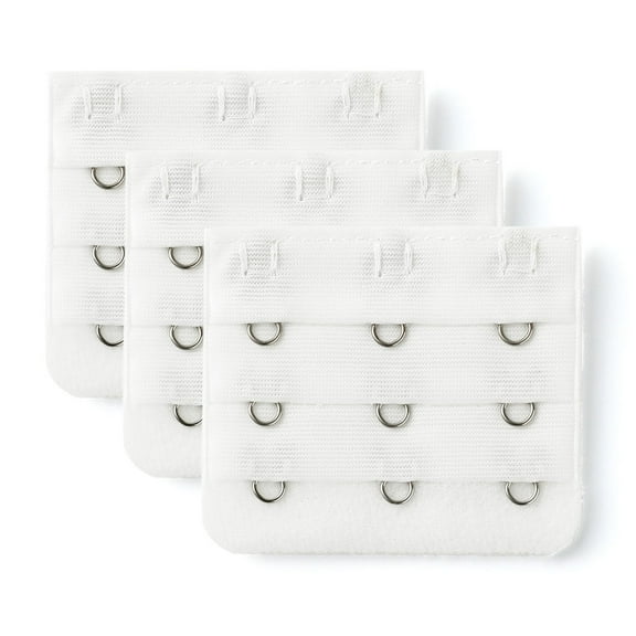INSPIRE CHIC Women's 3 Hook 3 Row Bra Extenders Stretchy Bra Strap Buckle Hooks Bra Band White 3