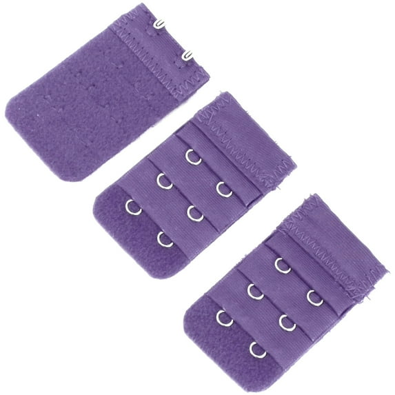 INSPIRE CHIC 3 Pcs Lady 3 Row 2 Hook Adjustable Underwear Bra Strap Extension Buckle Hooks Purple One Size