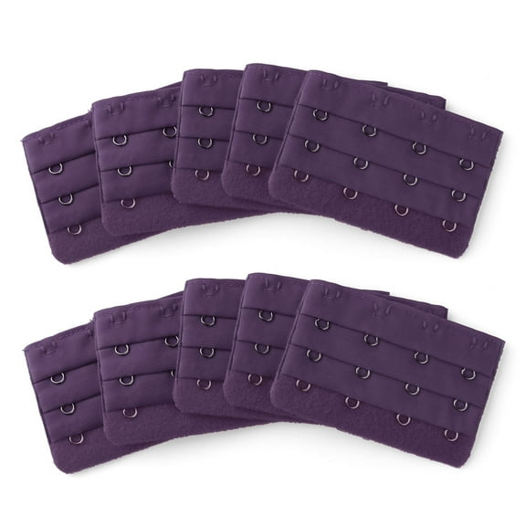 INSPIRE CHIC Women's 3 Rows 4 Hooks Bra Extenders Straps Extension Dark Purple 3 Rows 4 Hooks 10 Pcs