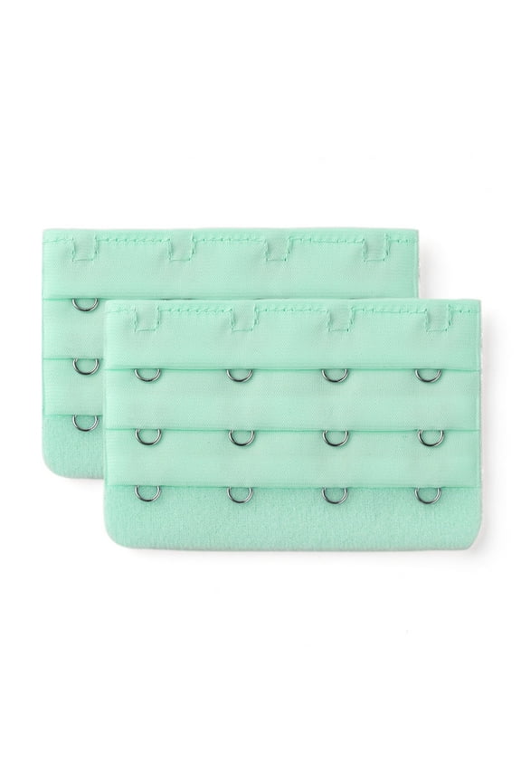 Women's 3 Rows 4 Hooks Bra Extenders Straps Extension Light Green 3 Rows 4 Hooks 2 Pcs