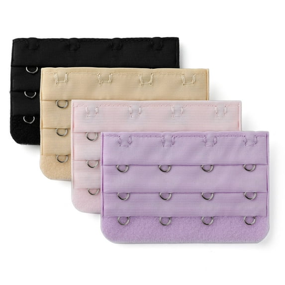INSPIRE CHIC Women's 3 Rows 4 Hooks Bra Extenders Straps Extension Multi-Color-1 3 Rows 4 Hooks 4 Pcs