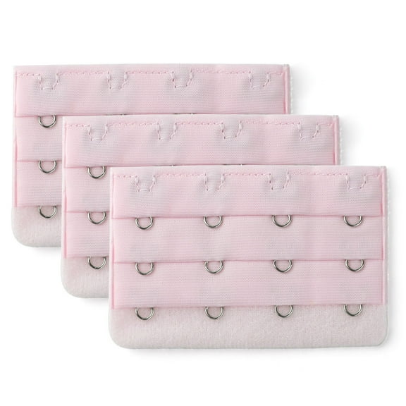 INSPIRE CHIC Women's 3 Rows 4 Hooks Bra Extenders Straps Extension Pink 3 Rows 4 Hooks 3 Pcs
